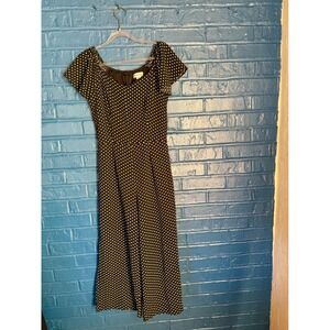 Polka Dot Jumpsuit Black White Wide Leg Flutter Sleeve Small Monteau Los Angeles